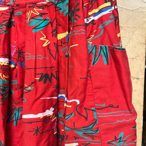 Vintage Pedder Street Womens 8 Cotton Floral Midi 70’s Flare Shift Skirt Pockets - Picture 2 of 5